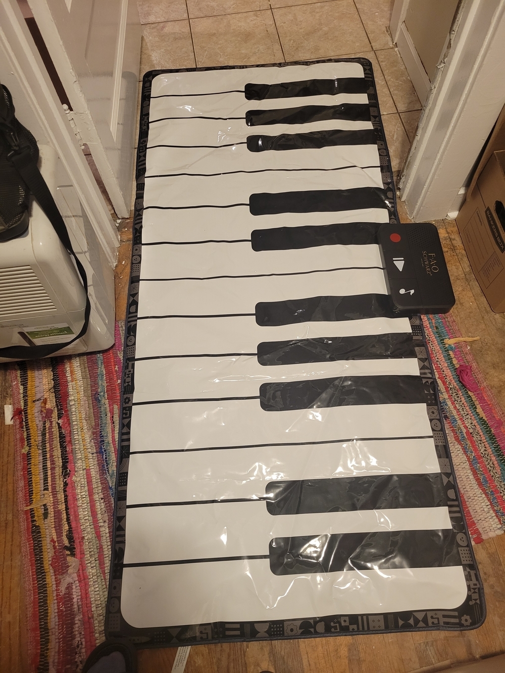 FAO Schwarz Black and White Roll-Up Piano Mat with Control Module